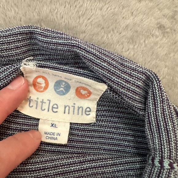 Title Nine Roll Neck Sweater Blue Striped Long Sleeve Shirt XL Women's - Picture 3 of 6